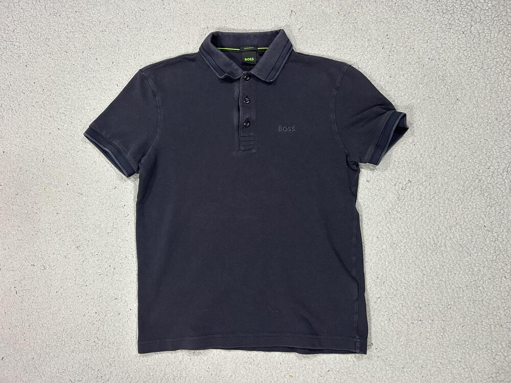 Boss Polo Shirt Mens Small Navy Blue Cotton Regular Fit Logo Casual Short Sleeve